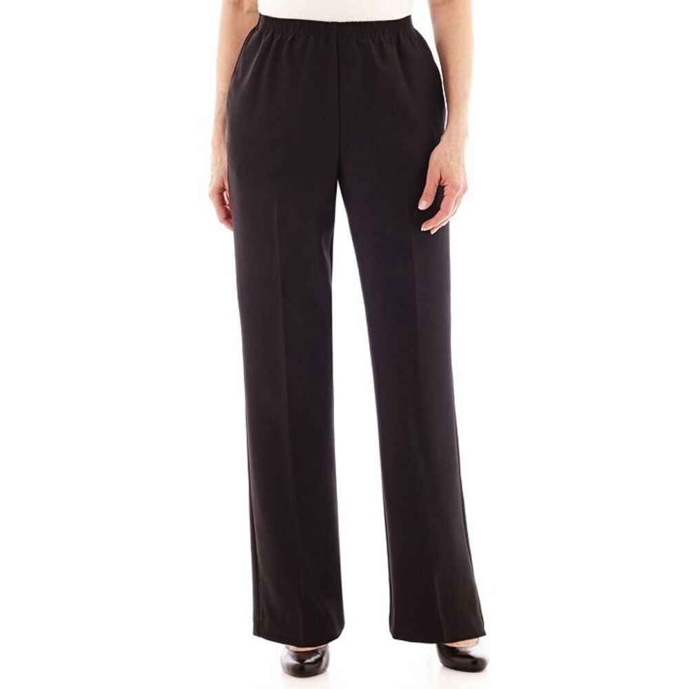 Alfred Dunner Classics Straight Mid-Rise Pull-on Pant - Black - Size 18 Short